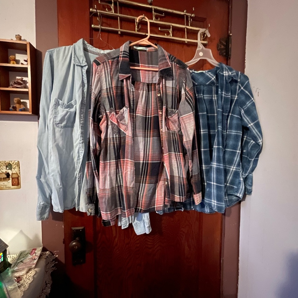 Plaid and denim shirt bundle